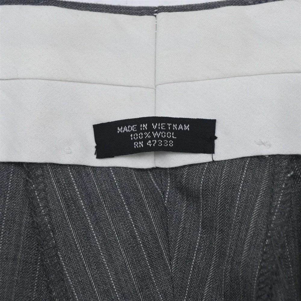 Jones New York 44R 36x30 Gray Stripe 100% Wool 3 Piece Vest Jacket Pants Suit